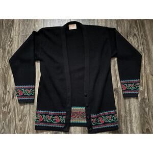 Pendleton Vintage Black Wool V Neck Button Front Cardigan Sweater Size S